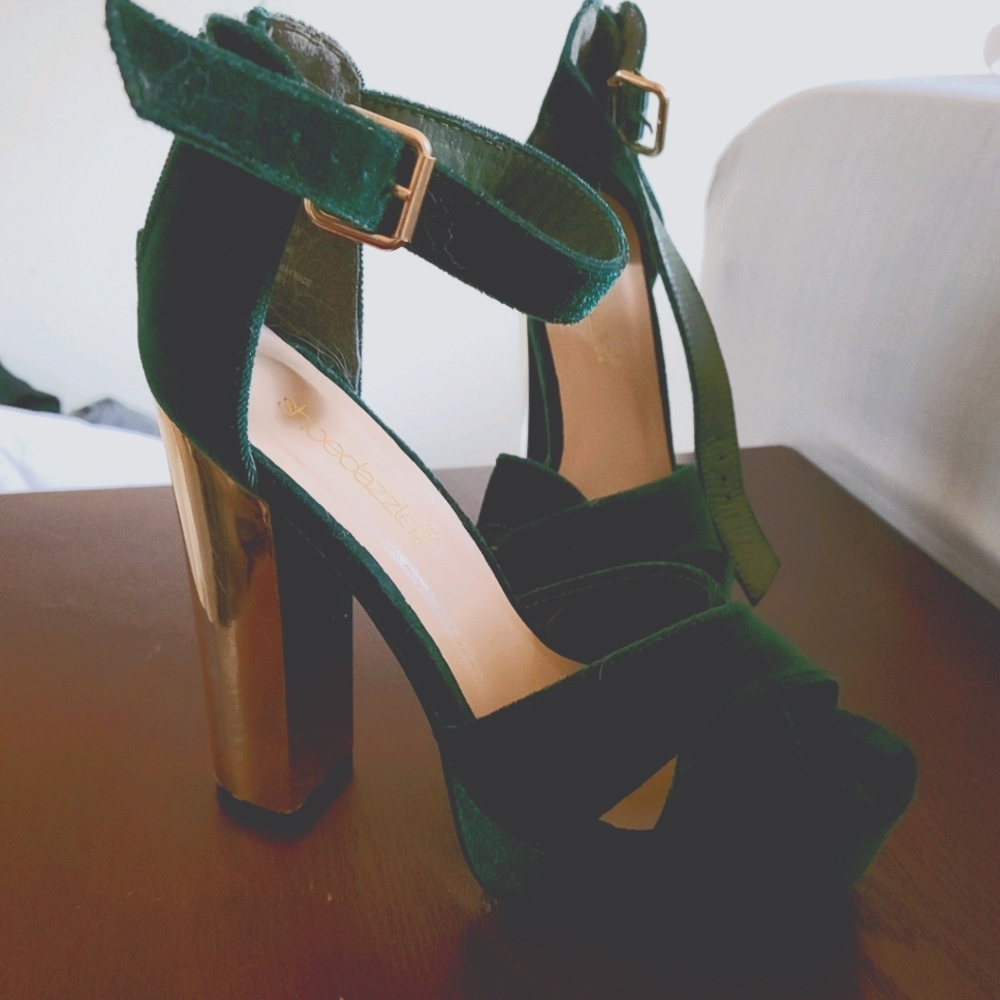 Green Velvet Heels